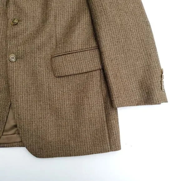 Chaps Ralph Lauren Brown Houndstooth Classic Wool Blazer Sport Coat Jacket 40R - Picture 5 of 11